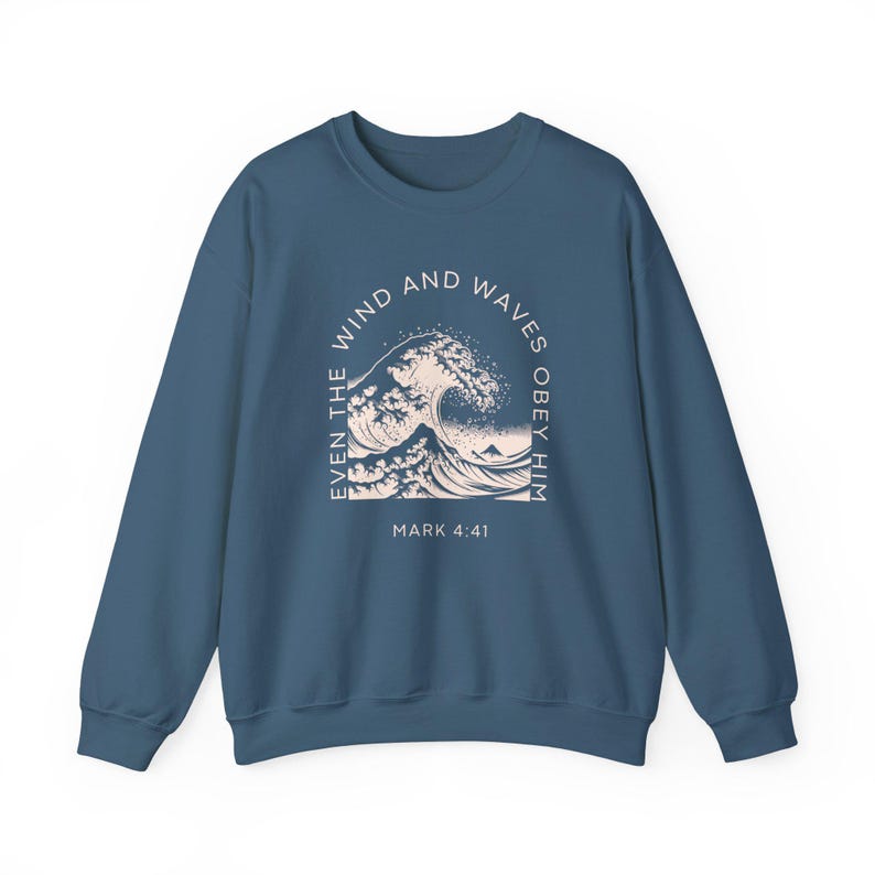 Womens Christian Sweatshirt, Trendy Nautical Faith Based Bible Sweater, Oversize Summer Christian Crewneck Vacation Gift Idea Wind and Waves image 9