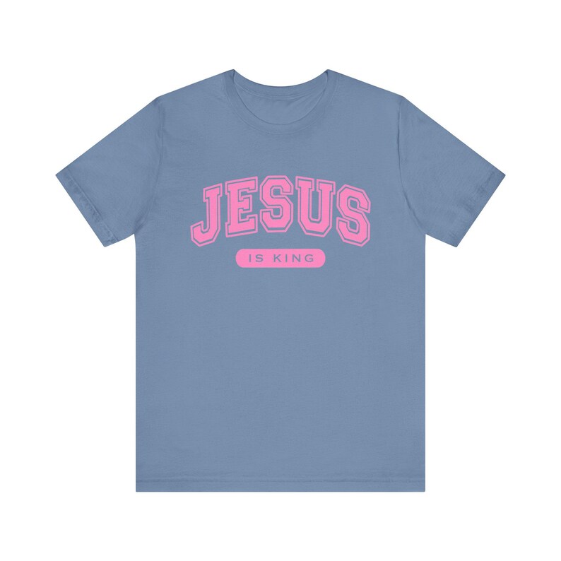 Jesus is King Christian Womens T Shirt, Faith Based Bible Tee Gift Idea for Casual Church Wear, Christian College Graduation Outfit Gift image 6