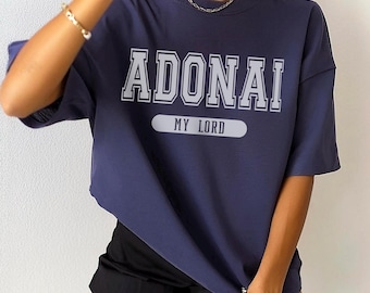 Adonai Christian T Shirt for Men and Women, Faith Based Clothing Gift Idea for Casual Trendy Church Wear, Christian College Bible Tee