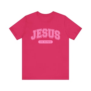 Jesus is King Christian Womens T Shirt, Faith Based Bible Tee Gift Idea for Casual Church Wear, Christian College Graduation Outfit Gift image 10