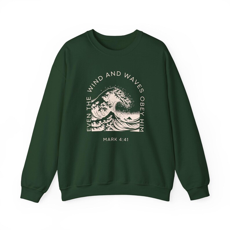 Womens Christian Sweatshirt, Trendy Nautical Faith Based Bible Sweater, Oversize Summer Christian Crewneck Vacation Gift Idea Wind and Waves image 6