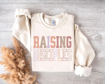 Christian Mommy Crewneck Sweatshirt, Raising Disciples, Trendy Mama Religious Gift, Faith Apparel, Preppy Faith Based Gift for New Mom,