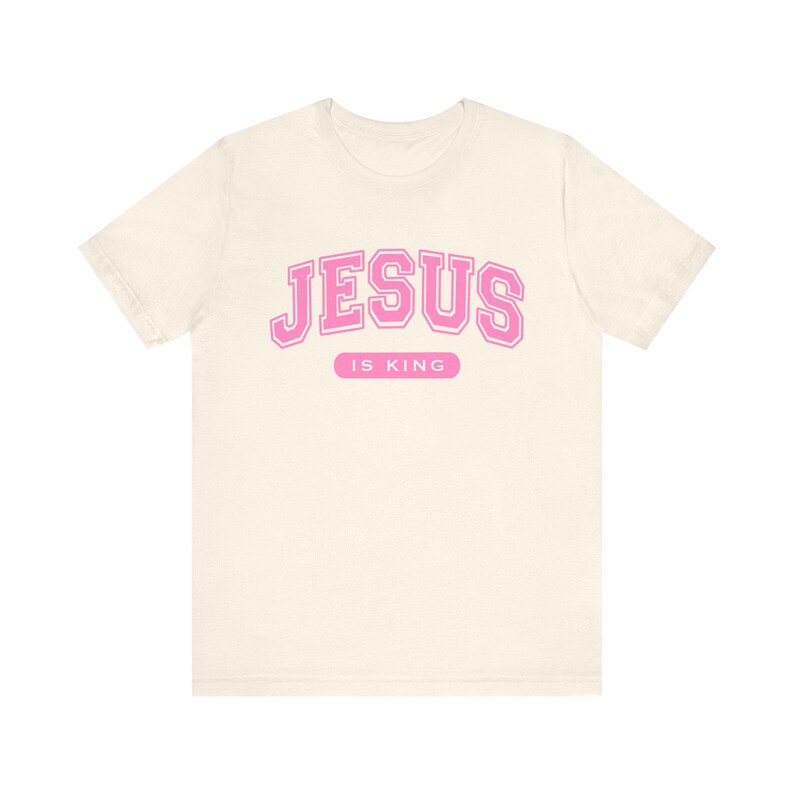 Jesus is King Christian Womens T Shirt, Faith Based Bible Tee Gift Idea for Casual Church Wear, Christian College Graduation Outfit Gift image 4