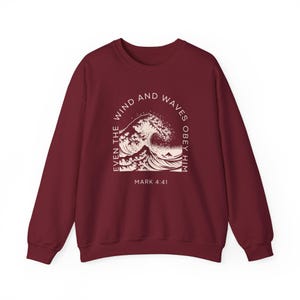Womens Christian Sweatshirt, Trendy Nautical Faith Based Bible Sweater, Oversize Summer Christian Crewneck Vacation Gift Idea Wind and Waves image 10