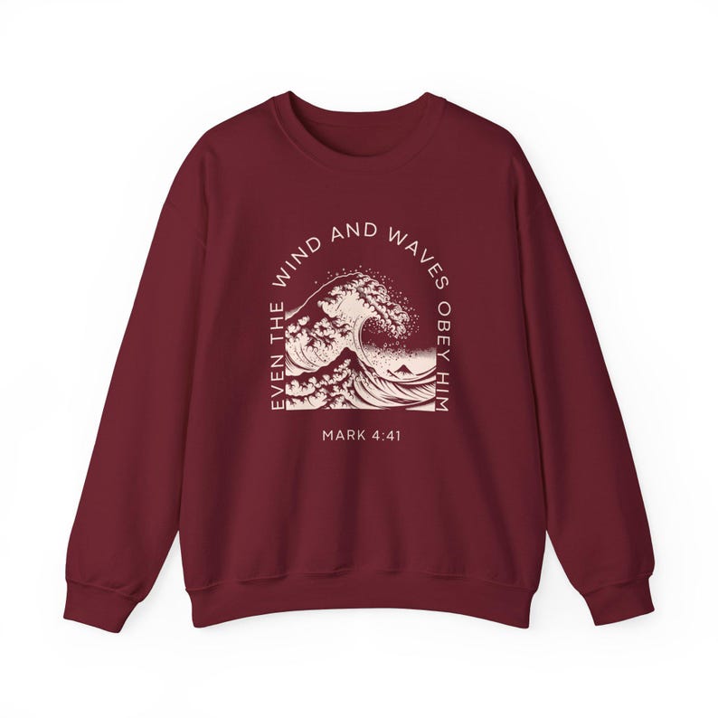 Womens Christian Sweatshirt, Trendy Nautical Faith Based Bible Sweater, Oversize Summer Christian Crewneck Vacation Gift Idea Wind and Waves image 10