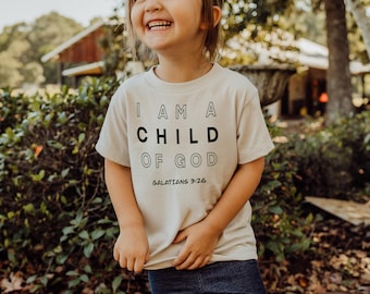 Christian Childrens Shirt, Child of God Toddler Outfit, Church Baby Style, Cute Religious Kids Clothes for Baptism, Youth Bible Faith Gift