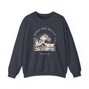 Womens Christian Sweatshirt, Trendy Nautical Faith Based Bible Sweater, Oversize Summer Christian Crewneck Vacation Gift Idea Wind and Waves image 8