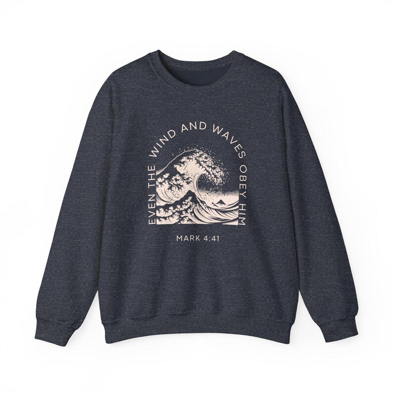 Womens Christian Sweatshirt, Trendy Nautical Faith Based Bible Sweater, Oversize Summer Christian Crewneck Vacation Gift Idea Wind and Waves image 8