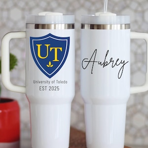 Custom College Logo Tumbler 40oz: University Tumbler with Name ,Back To School Gift