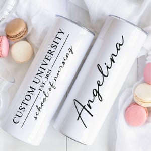 Custom University Tumbler 20 - 30 oz – College Tumbler with name –University Travel Cup – Gift for Friend Tumbler –College Graduation Gift