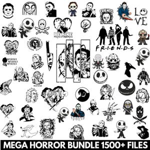 Mega Horror SVG Bundle, Helloween SVG Bundle, Horror Friends SVG, Halloween Horror , Halloween Clipart,Micheal Svg, Jason Svg, Digital