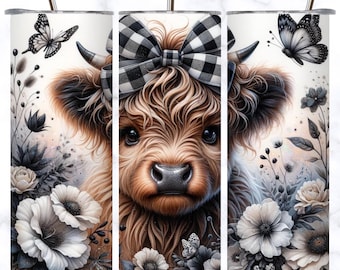 Highland Cows Tumbler Wrap PNG 20 oz Skinny Tumbler Sublimation Design Instant Digital Download Only, Funny Country Girl Cow Tumbler Wrap