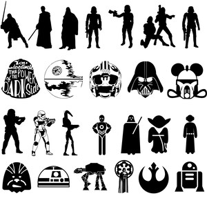 Paquete SVG de Star Wars, SVG de Star Wars, SVG de Mandalorian, SVG de Darth Vader, Clipart de Star Wars, archivos SVG para Cricut y Silhouette, Digital