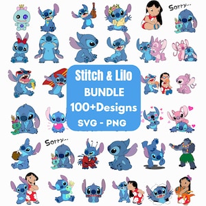 Stitch Svg Bundle, Cartoon SVG Bundle, Stitch Clipart, Stitch PNG, SVG files for Cricut and Sillhouette, Instant Download