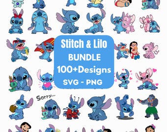 Stitch Svg Bundle, Cartoon SVG Bundle, Stitch Clipart, Stitch PNG, SVG files for Cricut and Sillhouette, Instant Download