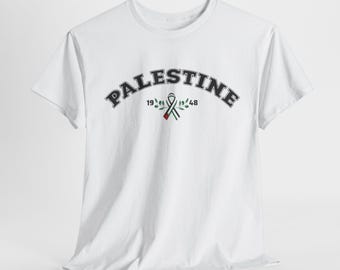Palestine 1948 T-Shirt | Keffiyeh Ribbon & Olive Branch Design | Free Palestine Shirt | Pro-Palestinian Gift | Arab Heritage Tee