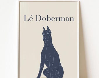 Le Doberman Digital Print | Minimalist Doberman Wall Art | Cute Dog Illustration | Modern Pet Lover Gift | Dog Breed Printable Artwork