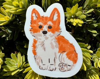 Corgi sticker | Cute dog sticker | Waterproof Vinyl sticker for laptop, water bottle, journal | Gift for dog lovers and corgi owners decal