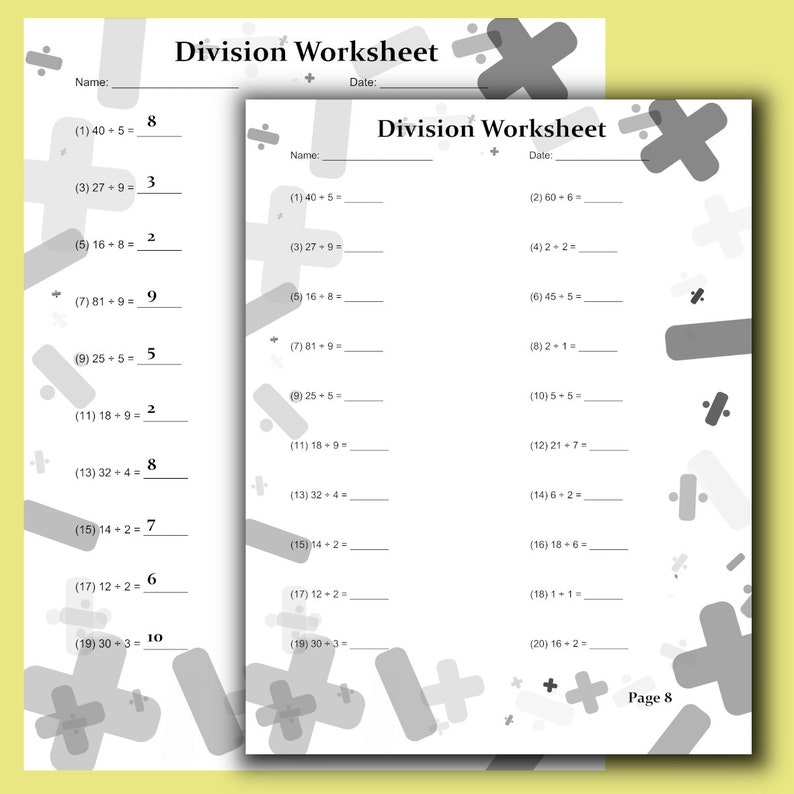 Multiplication and Division Printable PDF for 1st to 2nd Grade ...
