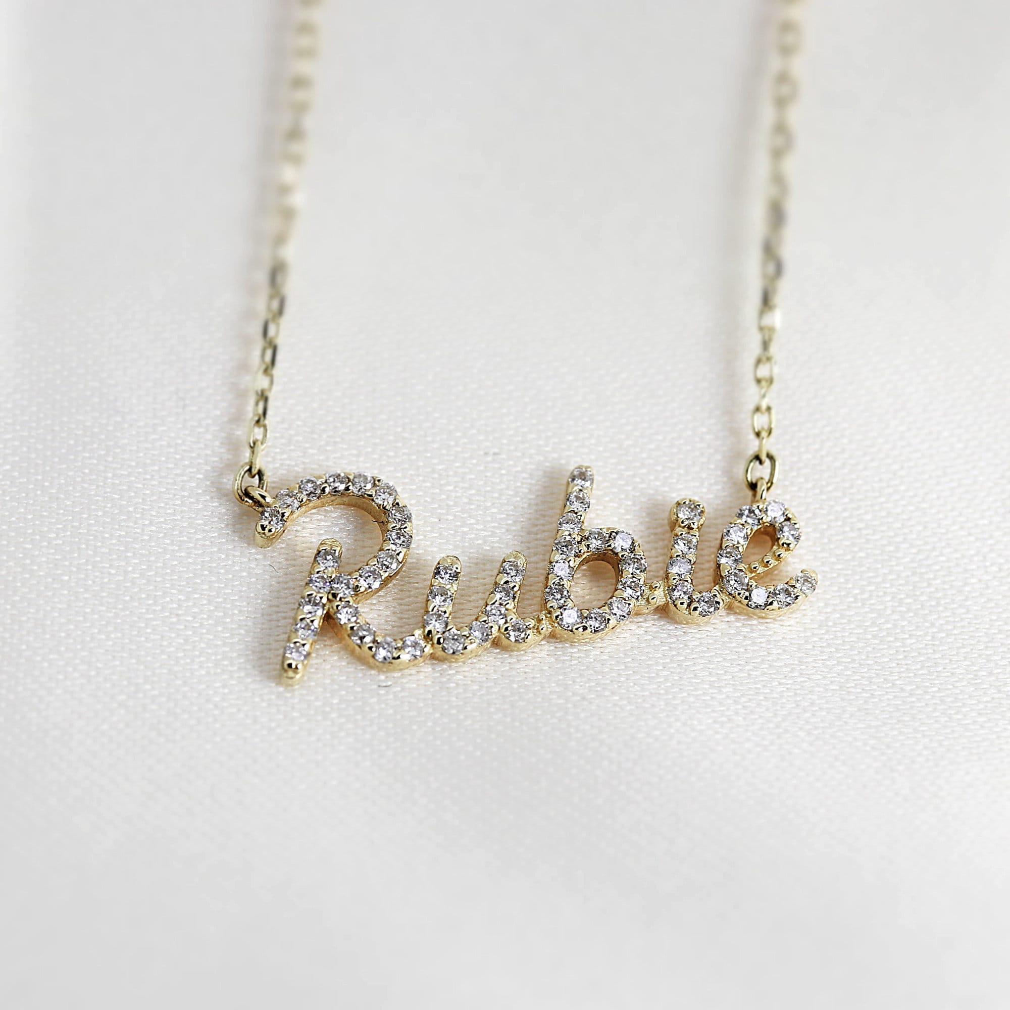 Diamond script name best sale necklace