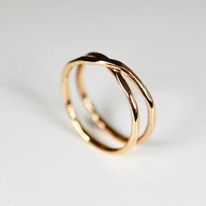 Gold X Ring, Criss Cross Gold Filled Ring, Wrap Ring for Women, Sterling Silver Midi Ring, Hammered Stacking Ring, Gift for Her