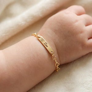 Kids Bar Bracelet Gold Filled, Custom Nameplate Bracelet for Baby or Toddler, Engraved Bracelet, Personalized Birthday Gift for Daughter