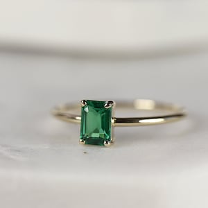 Emerald Ring, Emerald Cut Emerald Ring, Minimalist Emerald Green ...