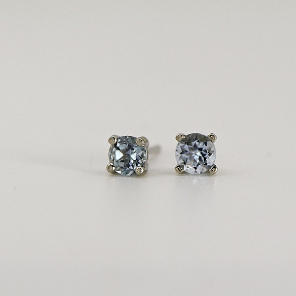 Aquamarine Stud Earrings 14k Gold, Handmade Aquamarine Earrings, Bridal Earrings, Wedding Jewelry, Handmade Fine Jewelry Gift for Mom