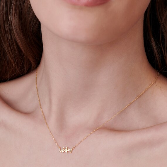 Wifey Necklace Sterling Silver or Gold Vermeil Wife Necklace