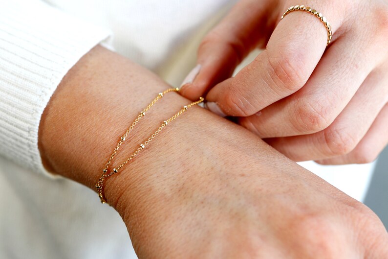Double Bracelet Gold Wrap Bracelet Gold Double Wrap Chain Etsy