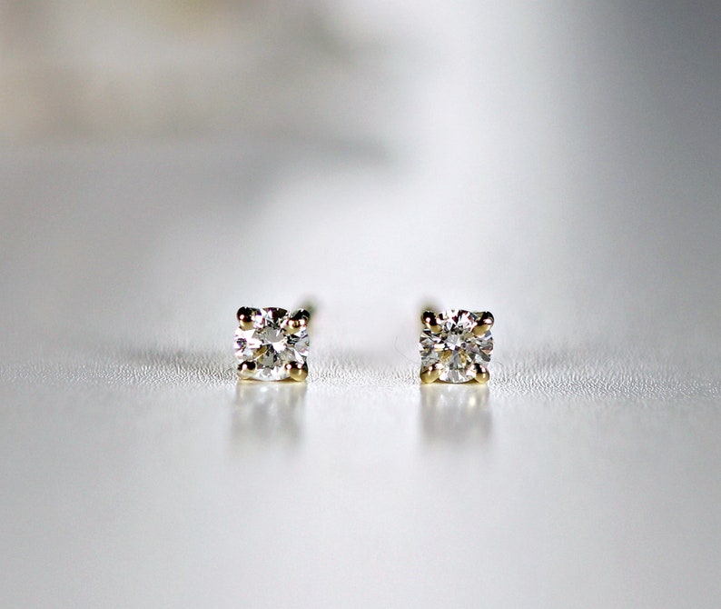 14k Gold Diamond Stud Earrings 0.25 Ct Diamond Earrings Solid | Etsy