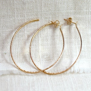 2 Inch Gold Hoop Earrings, Hammered Gold Hoops, Gold Filled Hoop Earrings, Large Hoop Earrings, Jewelry Gift for Her, Gift for Best Friend afbeelding 4