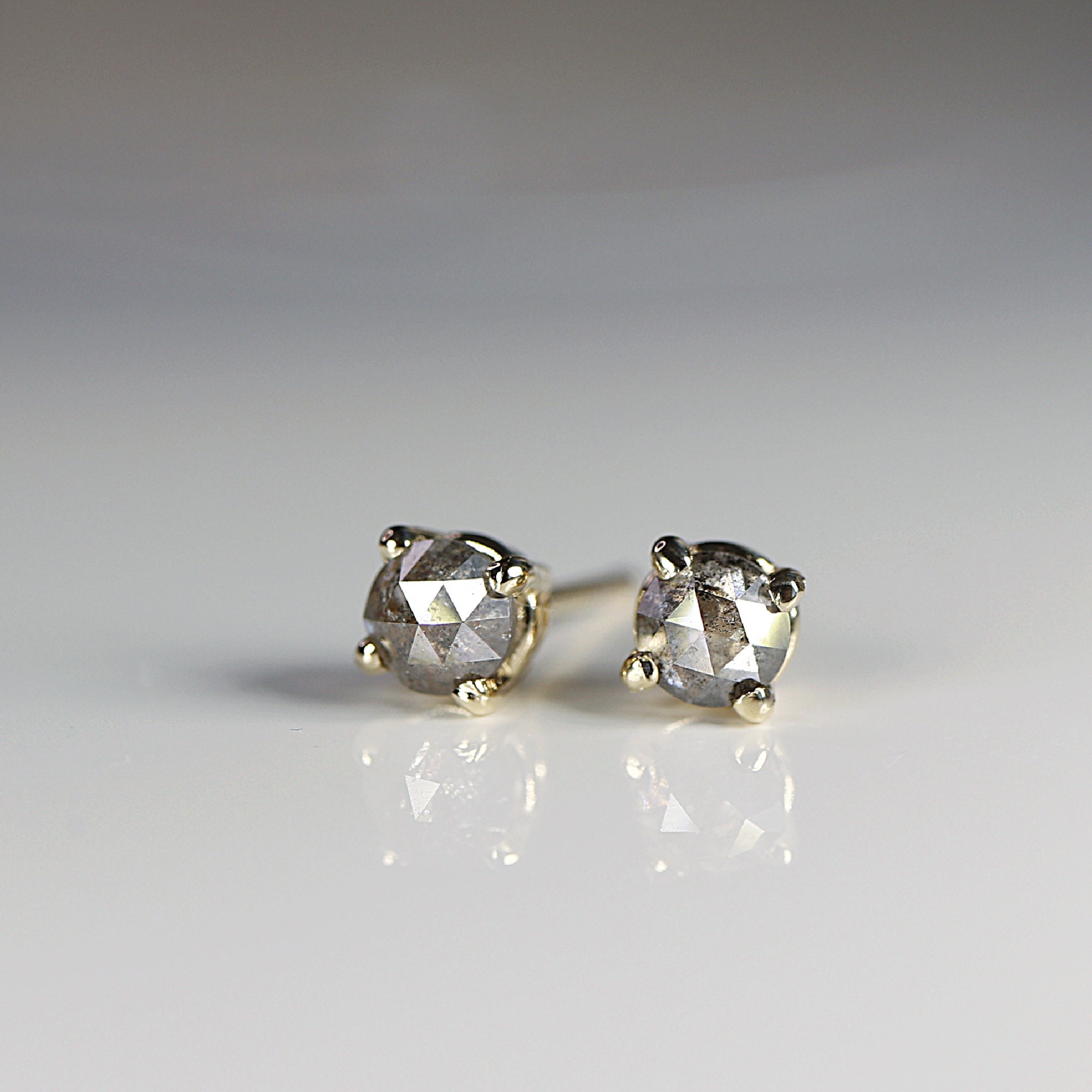 Salt and Pepper Diamond Stud Earrings Salt and Pepper Diamond Etsy UK