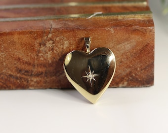 North Star Heart Locket Necklace 14k Gold Filled, Memorial Photo Pendant Necklace, Mom Gift, Graduation Gift, Sister gift