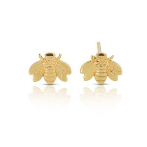 Bumble Bee Earrings 14k Gold, Solid Gold Honey Bee Earrings, Bee Jewelry, Minimalist Bumble Bee Earrings Gold Jewelry Gift for Granddaughter