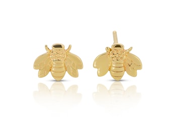 Bumble Bee Earrings 14k Gold, Solid Gold Honey Bee Earrings, Bee Jewelry, Minimalist Bumble Bee Earrings, Gold Earrings for Granddaughter