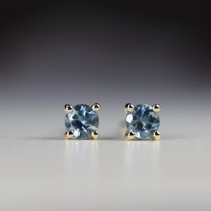 Blue Montana Sapphire Earrings 14k Solid Gold, Sapphire Studs, Bridal Wedding Jewelry, Natural Gemstone Earrings, Birthday Gift for Her