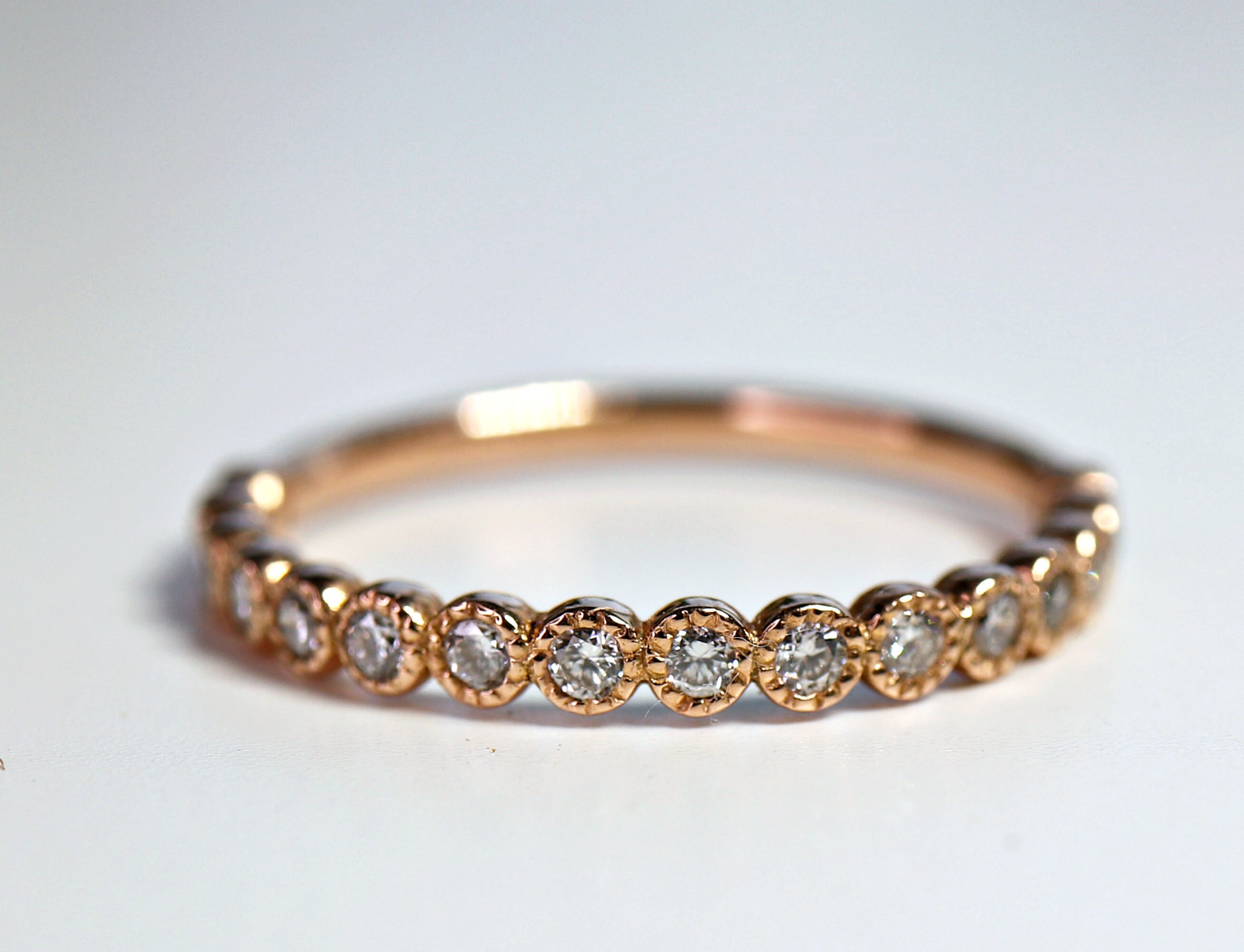 Eternity Ring 14k Yellow Gold Half Eternity Band Diamond Wedding