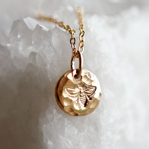 Gold Bee Necklace, Honey Bee Jewelry Sterling Silver or Gold Filled, Rose Gold Queen Bee Necklace, Sister Gift, Jewelry Gift for Mom