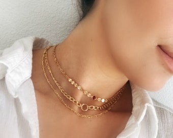Gold Figaro Chain Necklace, Dainty Gold Choker Necklace, Figaro Necklace Collar, Layering Necklace, Chain Choker, Gold Chain Necklace
