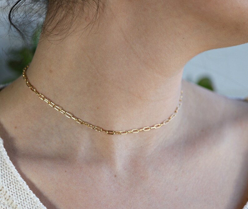 Gold Filled Paperclip Chain Necklace Paperclip Necklace Etsy