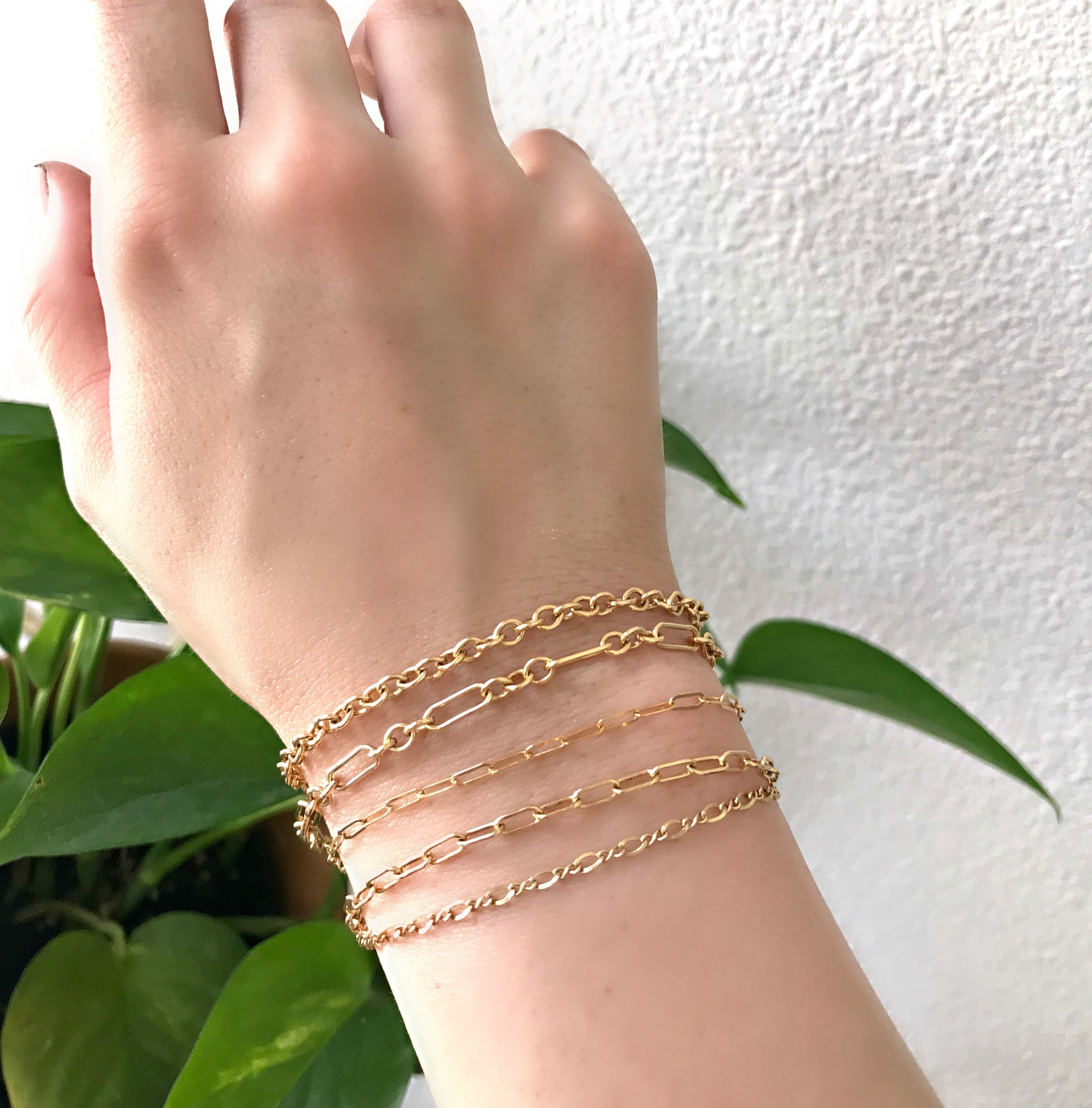 Dainty Gold Bracelet Delicate Chain Bracelets 14k Gold Etsy