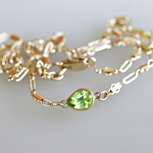 Gold Choker Peridot Necklace, Garnet Necklace, August Birthstone, Smoky Quartz Choker, Peridot Necklace, Quartz Necklace, Gold Filled Chain