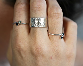 Kühner breiter Silberring, Sterlingsilber-Zigarrenband, personalisierter klobiger offener Silberring, Boho-Statement-Ring, Geschenk für den besten Freund