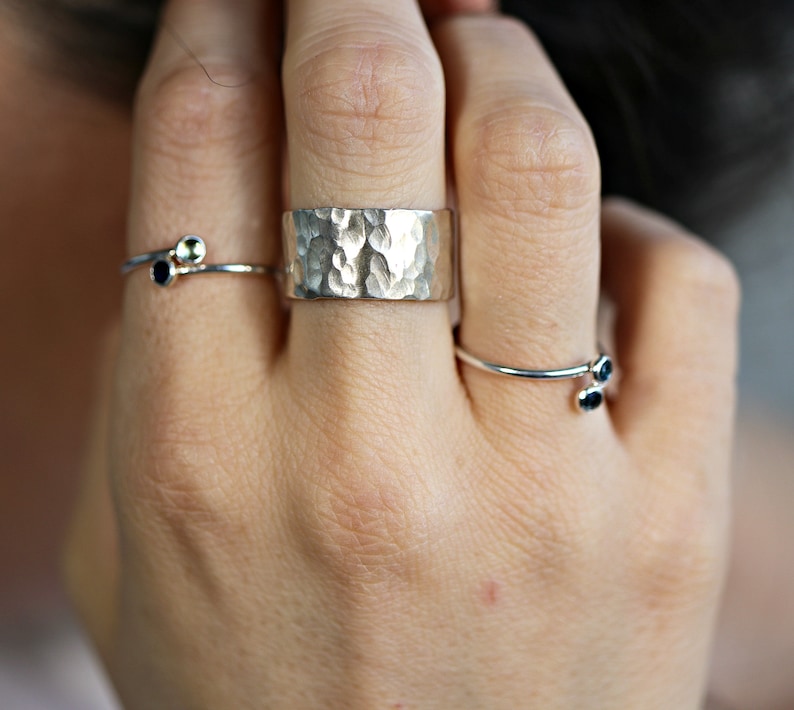 Kühner breiter Silberring, Sterlingsilber-Zigarrenband, personalisierter klobiger offener Silberring, Boho-Statement-Ring, Geschenk für den besten Freund Bild 1