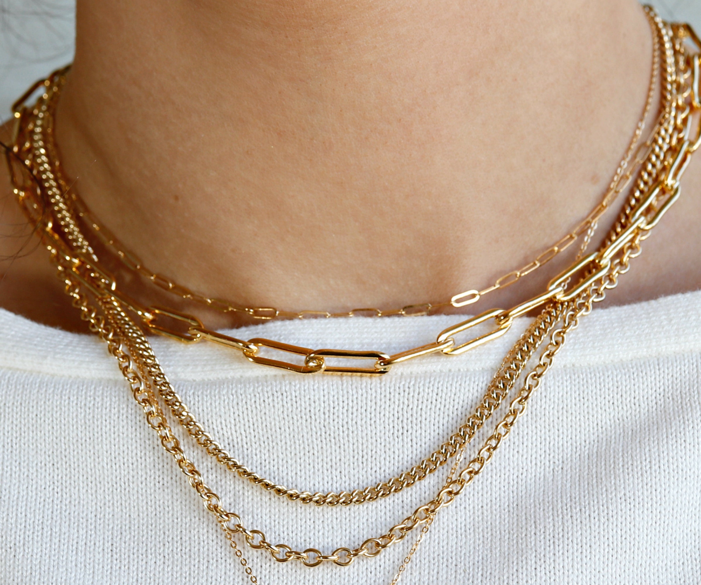 Gold filled on sale paperclip necklace