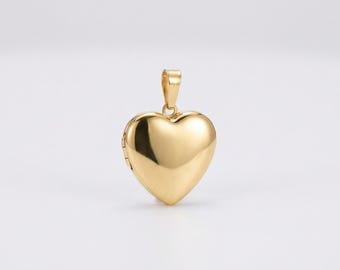 Collar con medallón en forma de corazón chapado en oro de 14k, joyería conmemorativa para guardar fotos.