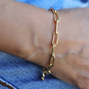 Gold Filled or Silver Paper Clip Chain Bracelet, Elongated Link Chain Bracelet, Chunky Bracelet, Thick Gold Chain Bracelet, Gift For Her