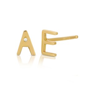 14k Gold Dainty Initial Stud Earrings, Personalized Jewelry Gift for Her, Monogram Earrings, Custom Gold Earrings for Her, Graduation Gift