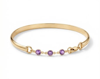 Three Birthstone Bracelet 14k Gold Filled, Personalized Gemstone Cuff, Custom Bangle, Birthday Gift, Bridesmaid Jewelry Gift